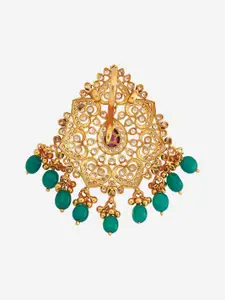Kushal's Fashion Jewellery 92.5 Pure Silver Gold-Plated Stone Studded & Beaded Pendant