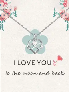 LeCalla 925 Sterling Silver-Plated Infinity Love Knot Heart Pendant With Chain