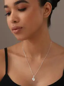 LeCalla 925 Sterling Silver-Plated Mom To Be Baby Feet Pendant With Chain