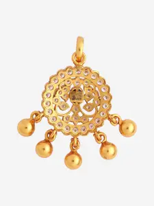 Kushal's Fashion Jewellery 92.5 Pure Silver Gold-Plated Stone Studded Circular Pendant