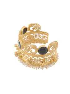 Silvermerc Designs Women Gold-Plated Pearls Beaded Cuff Bracelet