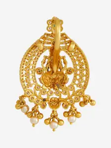 Kushal's Fashion Jewellery 92.5 Pure Silver Gold-Plated Stone Studded & Beaded Pendant