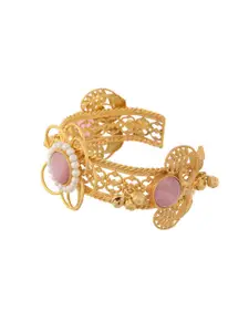Silvermerc Designs Women Gold-Plated Pearls Beaded Cuff Bracelet