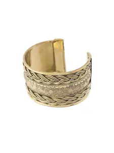 Silvermerc Designs Women Gold-Plated Textured Cuff Bracelet