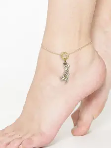 DressBerry Pack Of 2 Zircon Studded Charm Anklet