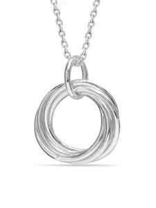 LeCalla 925 Sterling Silver Plated Knot Twisted Circular Pendant With Chain