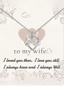 LeCalla 925 Sterling Silver-Plated Infinity Love Knot Heart Shape Pendant With Chain