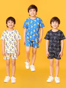 YK Disney Boys Pack Of 3 Printed T-shirt With Shorts
