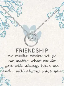 LeCalla 925 Sterling Silver-Plated Friendship Adjustable Multi Circle Drop Pendant & Chain