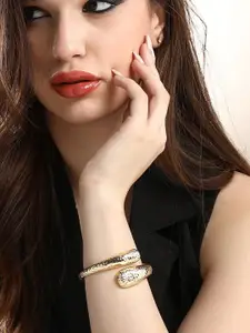 SOHI The Dented-Embrasse Gold-Plated Cuff Bracelet