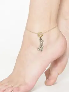 DressBerry Gold-Plated Artificial Stones Studded Charm Anklet
