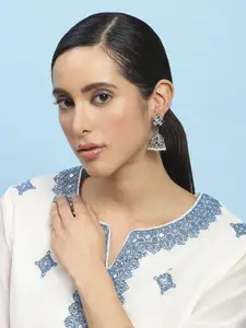 Biba Artificial Stones Studded & Beaded Dome Shaped Jhumkas