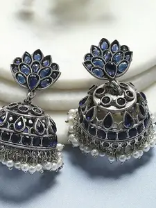 Biba Artificial Stones Studded And Beads Dome Shaped Jhumkas