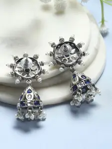 Biba Artificial Stones Studded And Beads Dome Shaped Jhumkas