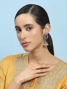 Biba Artificial Stones Studded & Beaded Dome Shaped Jhumkas