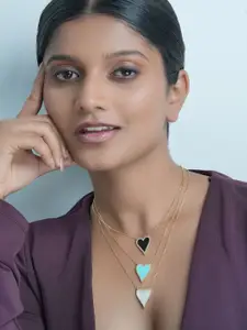 AQUASTREET 18K Gold Plated Waterproof & Anti-Tarnish Heart Zircon Pendant Chain