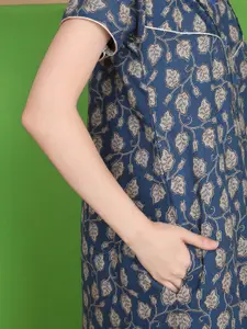 Sweet Dreams Abstract Printed Pure Cotton Maxi Nightdress