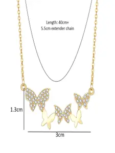 AQUASTREET 18K Gold Plated Waterproof & Anti-Tarnish Zircon Butterfly Pendant Necklace