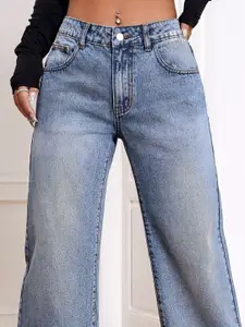 DressBerry Women Comfort Straight Fit High-Rise Light Fade Acid Wash Stretchable Jeans