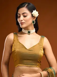 LeeliPeeri Designer Beads and Stones Satin Saree