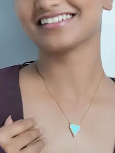 AQUASTREET 18K Gold Plated Waterproof Antitarnish Aqua Blue Heart Zircon Pendant Necklace