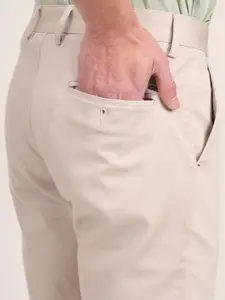 JADE BLUE Men Slim Fit Mid-Rise Cotton Trouser