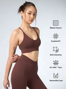 CULT Women Coffee Cross Fit Seamless Medium Support Bra