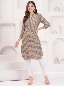HIGHLIGHT FASHION EXPORT Women Ethnic Motifs Printed Sequinned Kurta