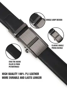The Roadster Lifestyle Co Men Textured Auto Lock Buckle Formal Belt