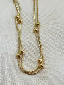 DressBerry Stainless Steel Gold-Plated Double Line Chain Wraparound Bracelet