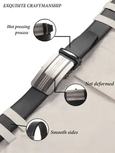 The Roadster Lifestyle Co Men Textured Auto Lock Buckle Formal Belt