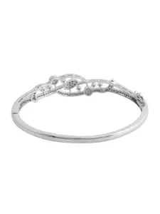 Voylla Royal Crest Women Rhodium-Plated American Diamond-Studded Bangle-Style Bracelet