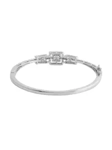 Voylla Women Brass Cubic Zirconia Rhodium-Plated Cuff Bracelet