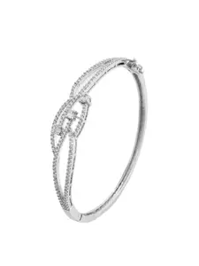 Voylla Women Brass Cubic Zirconia Rhodium-Plated Cuff Bracelet