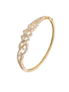 Voylla Women Brass Cubic Zirconia Gold-Plated Cuff Bracelet