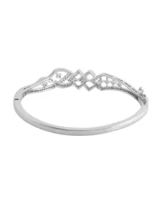 Voylla Women Brass Cubic Zirconia Rhodium-Plated Cuff Bracelet