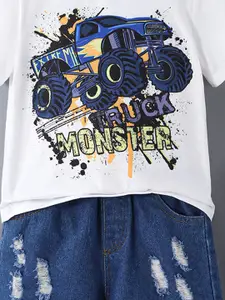 INCLUD Boys Graphic Printed T-shirt With Shorts