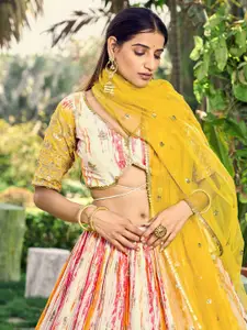 DIVASTRI Embellished Sequinned Semi-Stitched Lehenga & Unstitched Blouse With Dupatta