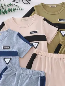 INCLUD Boys Pack Of 3 Colourblocked T-shirt with Shorts