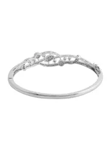 Voylla Sparkling Elegance Women Rhodium-Plated AD Stone-Studded Bangle-Style Bracelet