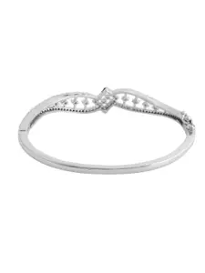 Voylla Women Brass Cubic Zirconia Rhodium-Plated Cuff Bracelet