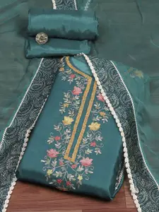 Biba Floral Embroidered Thread Work Unstitched Dress Material