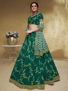 DIVASTRI Floral Embroidered Semi-Stitched Lehenga & Unstitched Choli With Dupatta