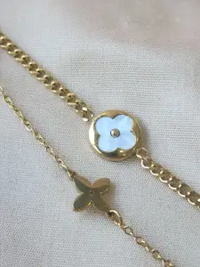 DressBerry Gold-Plated Clover Two Line Wraparound Bracelet