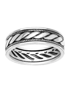 LeCalla 925 Sterling Silver Plated Oxidised Band Finger Ring