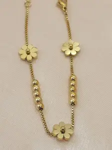 DressBerry Stainless Steel Gold-Plated Flower Dots Chain Wraparound Bracelet