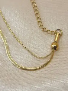 DressBerry Stainless Steel Gold-Plated Snake Chain Wraparound Bracelet