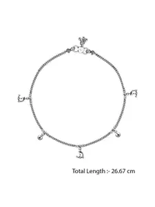 LeCalla 925 Sterling Silver-Plated Artificial Stones Studded And Beaded Anklet