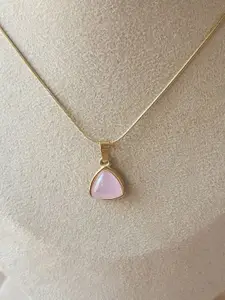 DressBerry Stainless Steel Gold-Plated Stones Studded Triangular Pendants & Chains