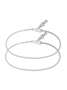 LeCalla 925 Sterling Silver-Plated Artificial Stones Studded And Beaded Anklet